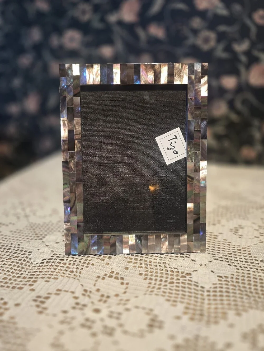 TIZO Black Mother-of-Pearl Mosaic Photo Frame 5x7 NEIMAN MARCUS